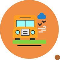 School bus Flat Shadow Icon vector