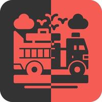 Fire truck Red Inverse Icon vector