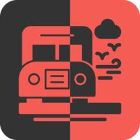 School bus Red Inverse Icon vector