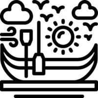 icono de línea de canoa vector