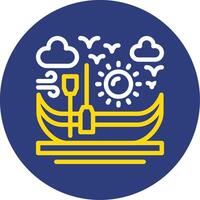 Canoe Dual Line Circle Icon vector