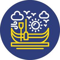 Canoe Dual Line Circle Icon vector