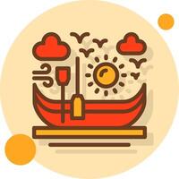 Canoe Filled Shadow Circle Icon vector