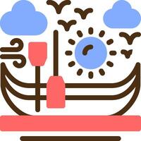 canoa color lleno icono vector