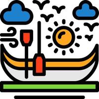 canoa línea lleno icono vector