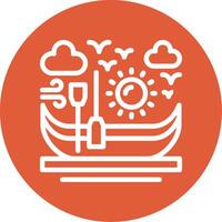 Canoe Outline Circle Icon vector