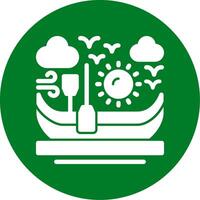 Canoe Glyph Circle Icon vector