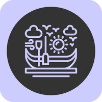Canoe Linear Round Icon vector