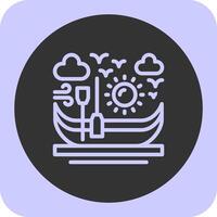 Canoe Linear Round Icon vector