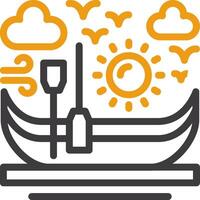 Canoe Line Circle Icon vector