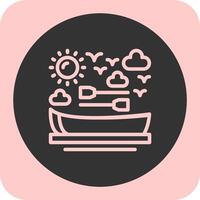 Rowboat Linear Round Icon vector