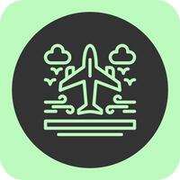 Airplane Linear Round Icon vector