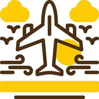 Airplane Yellow Lieanr Circle Icon vector