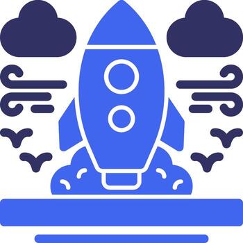 cohete sólido dos color icono vector