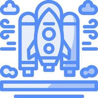 Space shuttle Line Filled Blue Icon vector