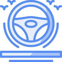 Steering wheel Line Filled Blue Icon vector