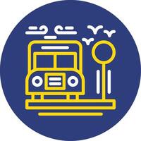 Bus stop Dual Line Circle Icon vector