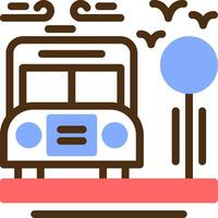 autobús detener color lleno icono vector