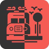 autobús detener rojo inverso icono vector