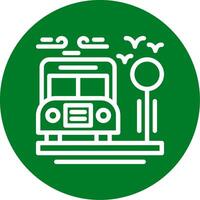 Bus stop Outline Circle Icon vector