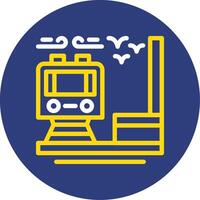 Train station Dual Line Circle Icon vector