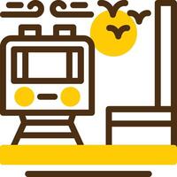 Train station Yellow Lieanr Circle Icon vector