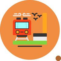 Train station Flat Shadow Icon vector