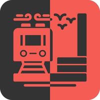 Train station Red Inverse Icon vector