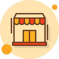 Storefront Filled Shadow Circle Icon vector