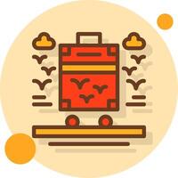 Roller suitcase Filled Shadow Circle Icon vector