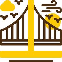 puente amarillo mentir circulo icono vector