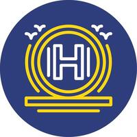 Helipad Dual Line Circle Icon vector