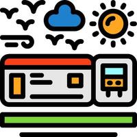 Bus ticket Line Filled Icon vector