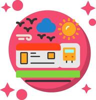 Bus ticket Tailed Color Icon vector