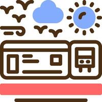 Bus ticket Color Filled Icon vector