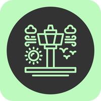 Air traffic control tower Linear Round Icon vector