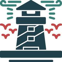 Lighthouse Glyph Two Color Icon vector
