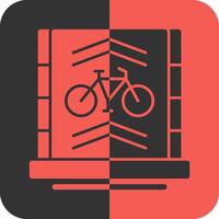 Bicycle lane Red Inverse Icon vector