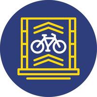 Bicycle lane Dual Line Circle Icon vector