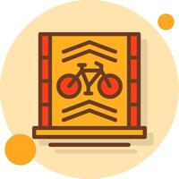 bicicleta carril lleno sombra circulo icono vector