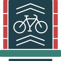 Bicycle lane Glyph Circle Icon vector