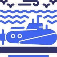 submarino sólido dos color icono vector