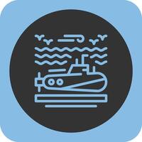 Submarine Linear Round Icon vector