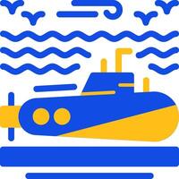 submarino plano dos color icono vector