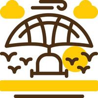 Hang glider Yellow Lieanr Circle Icon vector