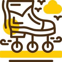 Rollerblades Yellow Lieanr Circle Icon vector