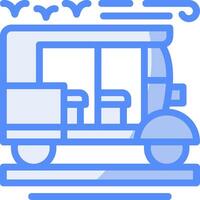 Rickshaw Line Filled Blue Icon vector