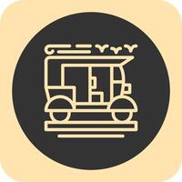 Tuk-tuk Linear Round Icon vector