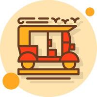 tuk-tuk lleno sombra circulo icono vector