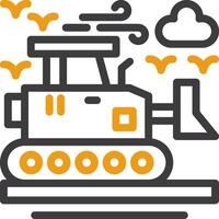 Bulldozer Line Circle Icon vector